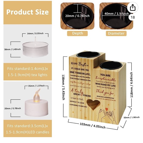 Best Friends - Bestie - Candle & Candle Holder - Picture 6 of 8